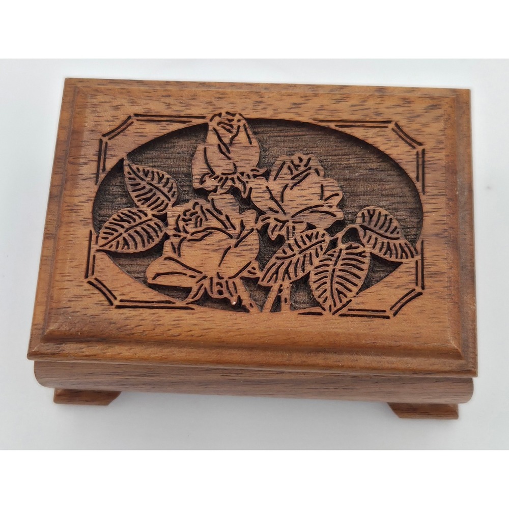 Lasercraft Vintage Wooden Music Box Rose Laser Cut We've Only Just Begun Brown
